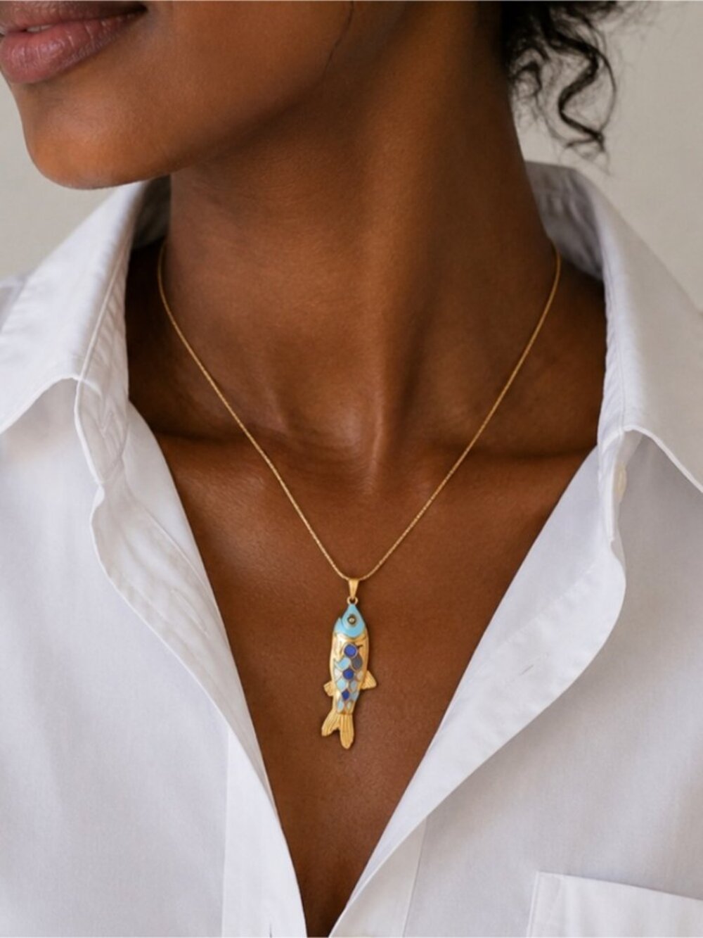 New! Coastal 18K Gold Plated Koi Fish Necklace NWOT 3010